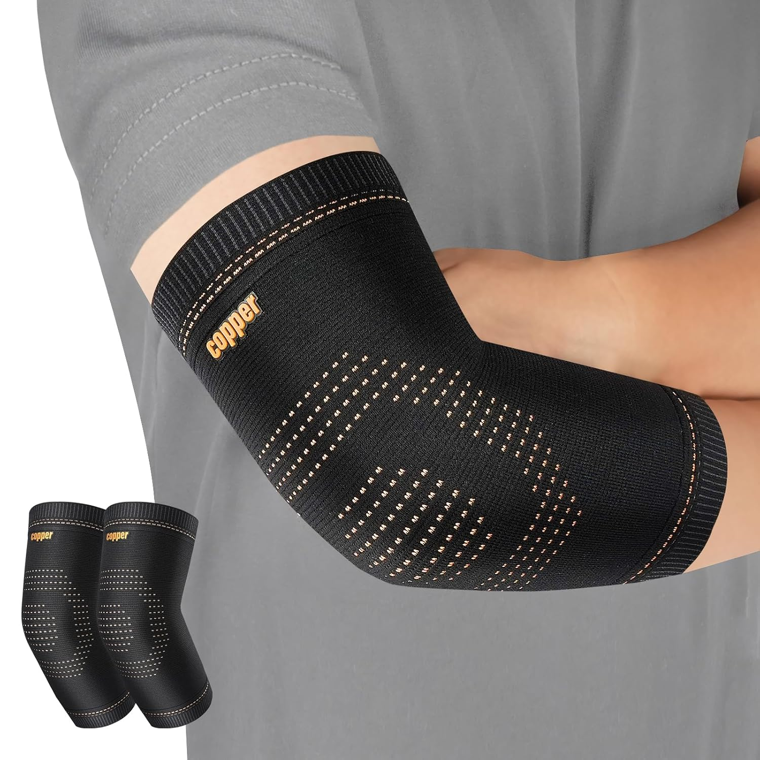 Copper Elbow Sleeve,Elbow Compression Sleeve, Elbow Brace for Tendonitis and Tennis Elbow,Golfers, Arthritis, Bursitis. Elbow Pain Relief,Weightlifting, Fit for Men & Women