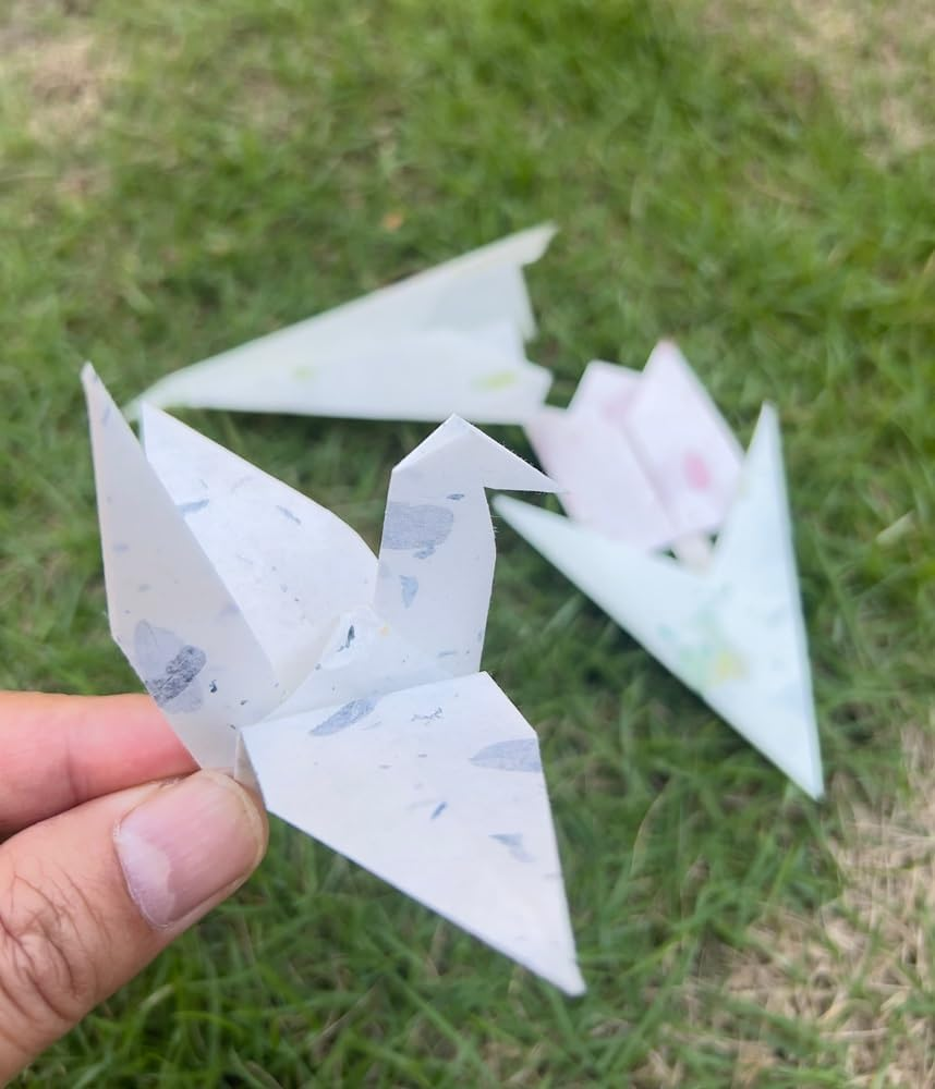 8 X 8 Inches Natural Fiber Leaves Banana Bark Mulberry Paper Sheets 50 Sheets Square Origami Paper Arts Folding Craft, Square Folding Paper for DIY Crafts (Mixed Leaves,Banana Bark, Etc., 8"X8") image number 1