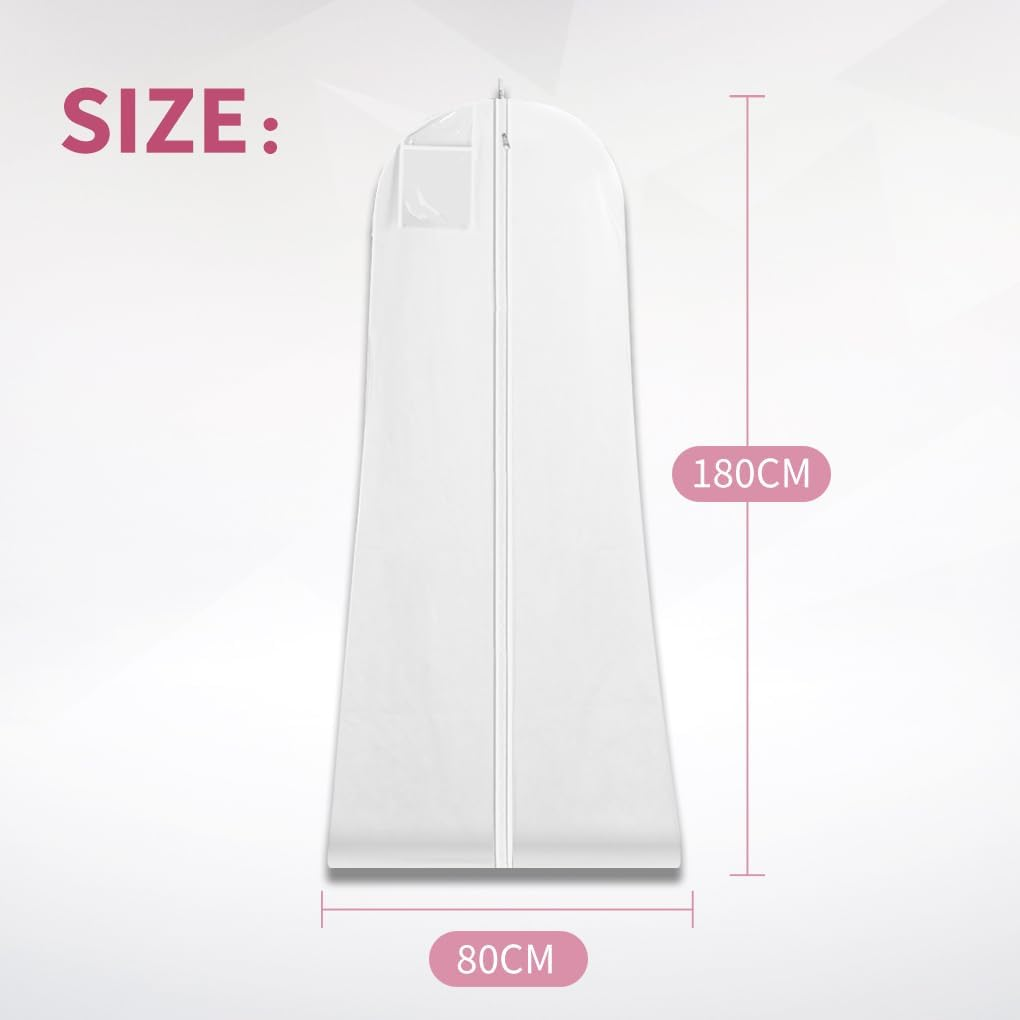 Vivva Garment Bag in White 180Cm for Wedding Dresses Bridal Dresses Evening Dresses Breathable Dress Cover image number 2