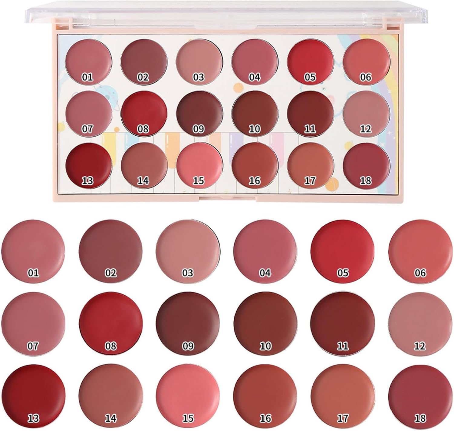 Matte Red Lipstick, Lipstick Palette, 18-Color Lip Gloss, Sweat-Proof Lipstick, Portable Lip Palette, Matte Lip Cream, Long-Lasting Lipstick, Lipstick Set, Red Lipstick Palette for Girls image number 1