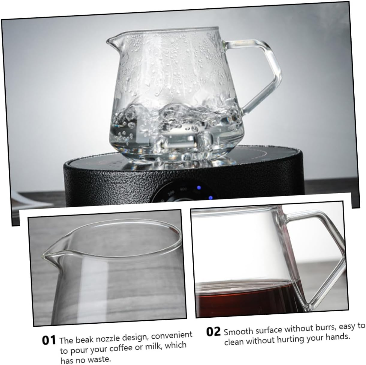 Alipis Heat-Resistant Transparent Glass Kettle Multi-Purpose Coffee Milk Tea Pot with Dust-Resistant Lid for Home Use and Entertaining Guests image number 1