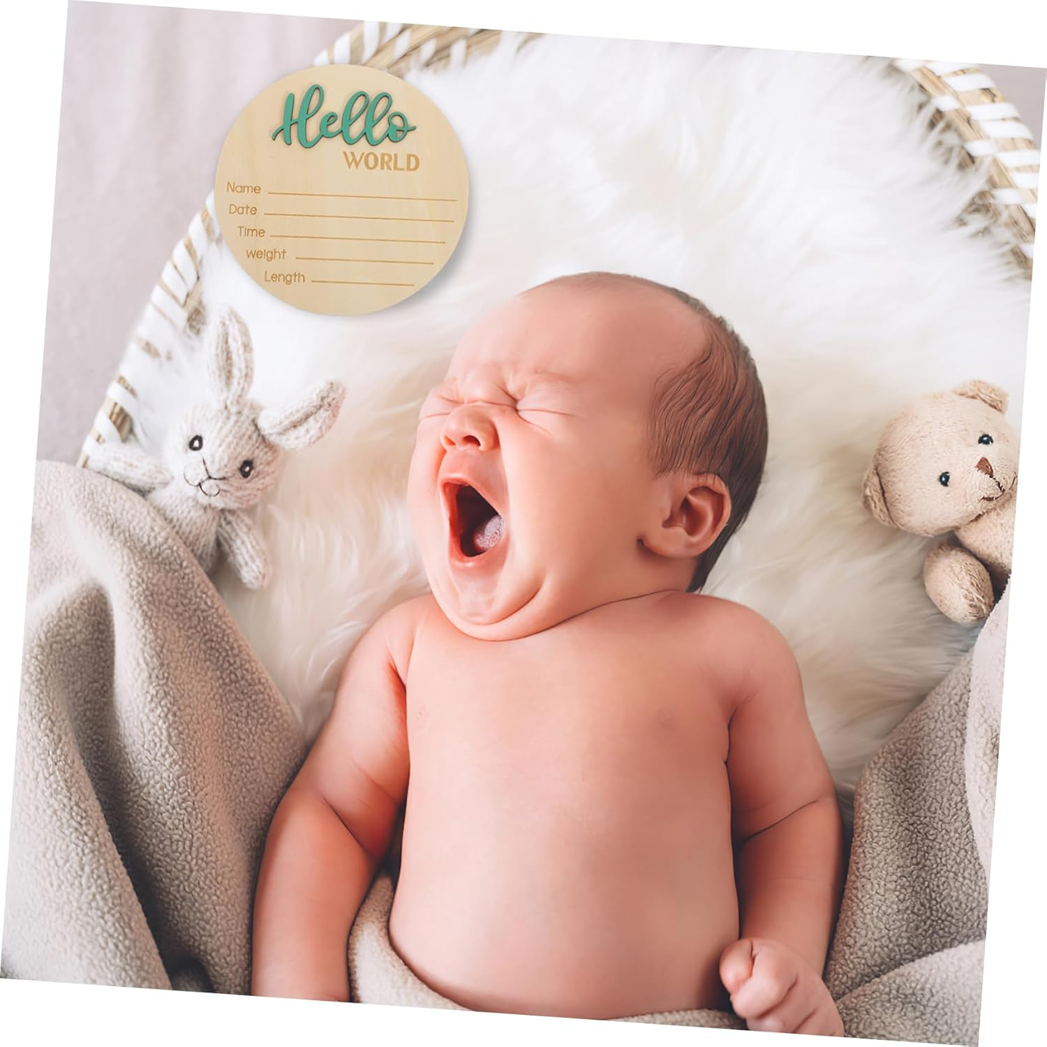 Wooden Birth Announcement Sign round Baby Birth Announcement Sign for Newborn Hospital Photography Prop Welcome image number 6