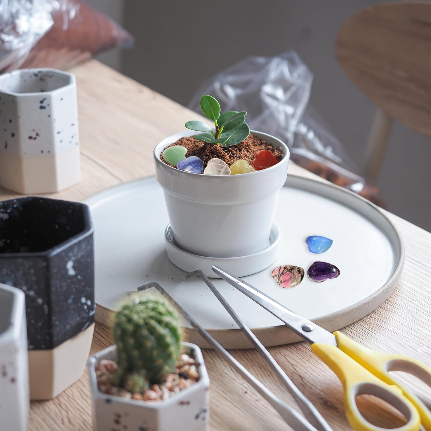 Natural Heart Stones, 8 PCS Spiritual Gemstone for Yoga, Meditation to Relieve Anxiety, Stress (8 Kinds)