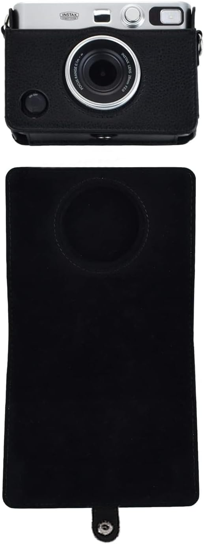 Rieibi Mini EVO Case - Vintage PU Leather Protective Case for Fuji Instax Mini EVO Instant Camera - Removable Case with Adjustable Shoulder Strap Battery Charging Port - Black - Black image number 2