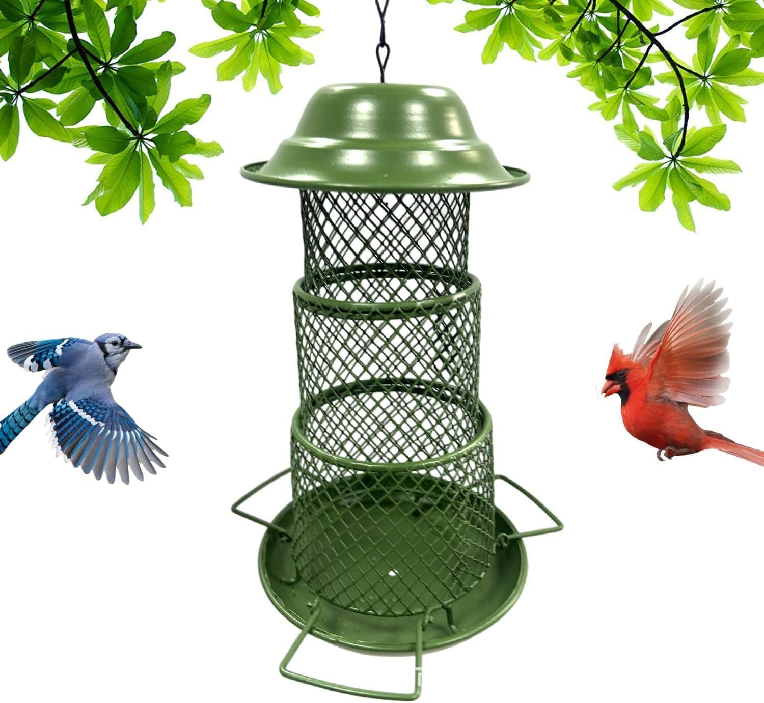 Bird Feeders for Outdoors Hanging, Waterproof Rooftop Bird Feeder with a Latch Feature, Squirrel Proof Wild Bird Seed for outside Feeders and Garden Decoration Yard for Bird Watchers (3 Tier) image number 6