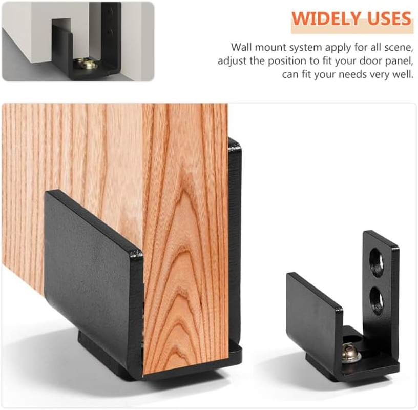 TEHAUX Barn Door Floor Guide, Adjustable U Shape Barn Door Guide, Flush Flat Bottom Design, Ideal for Doors (Black) image number 1