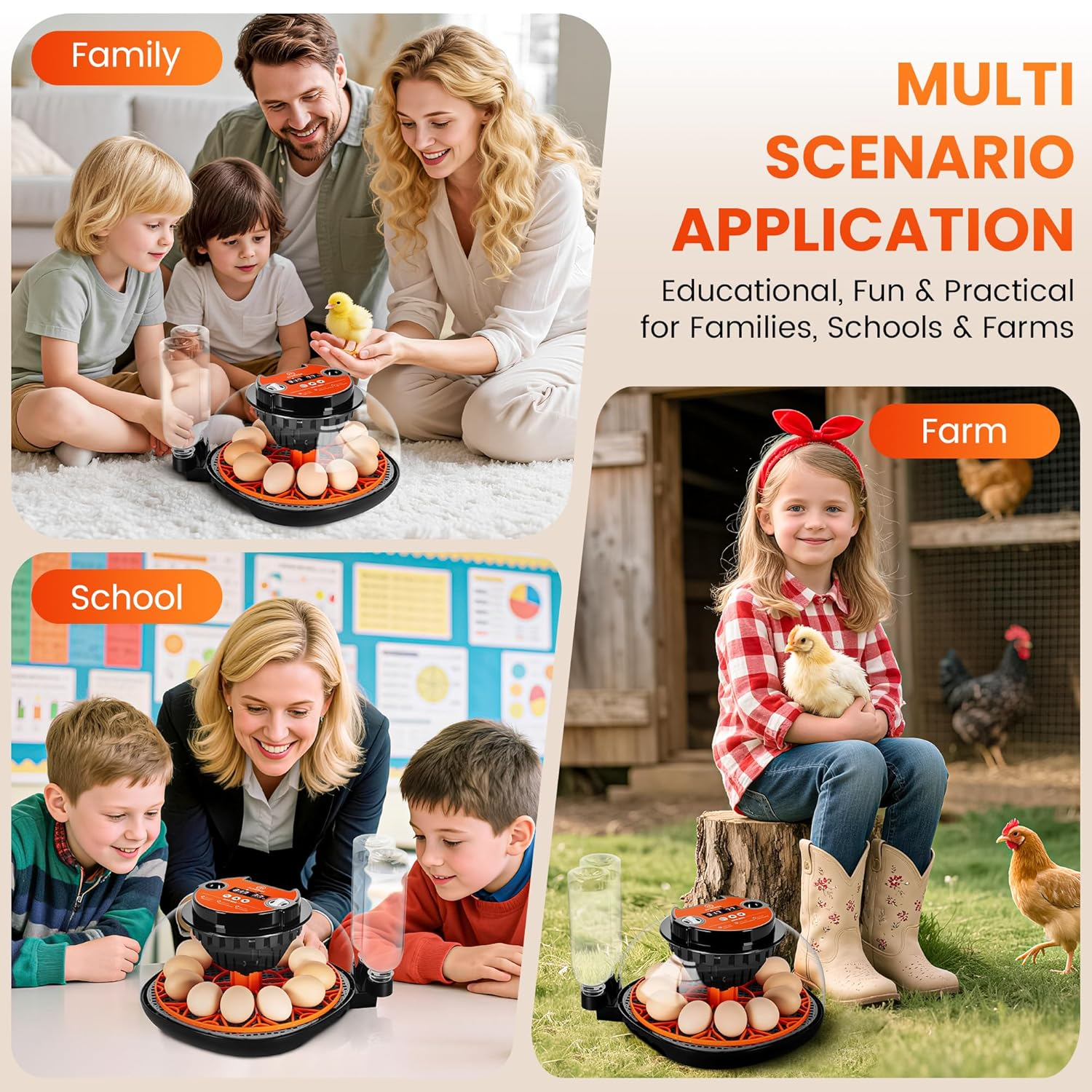 12 Egg Incubator for Hatching - Chicken, Duck, Quail & Goose &ndash; Automatic Egg Turner, Temperature & Humidity Control, Digital LED Display, Auto Water Refill System &ndash; Starter Kit with Plush Chick House image number 5