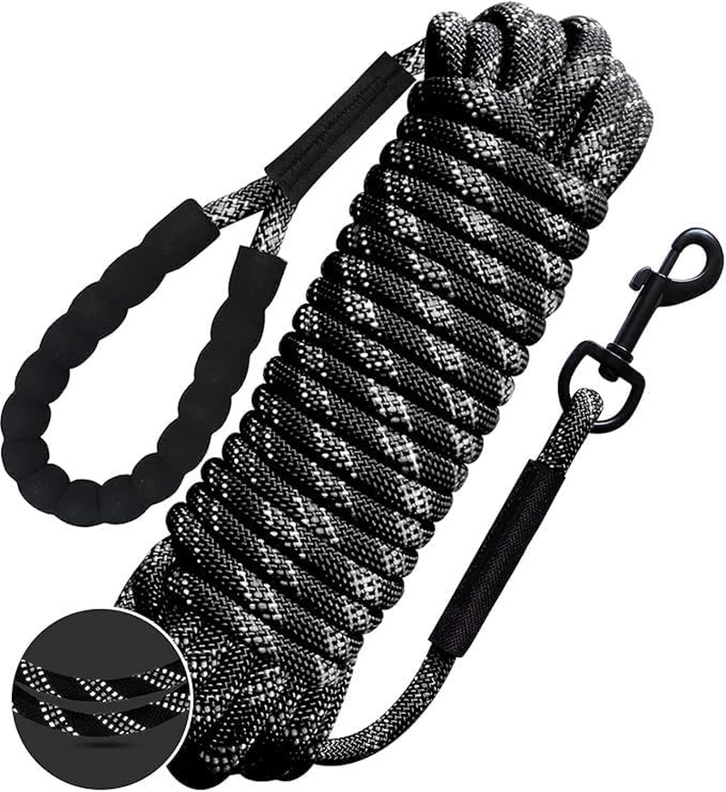 Training Lead for Dogs5M 10M 15FT 30FT Long Line Dog Lead with Soft Padded Handle Sturdy Hook Long Dog Lead, Reflective Extra Long Recall Training Lead for Dogs Walking Hiking Camping Swimming15Ft(5M) image number 2