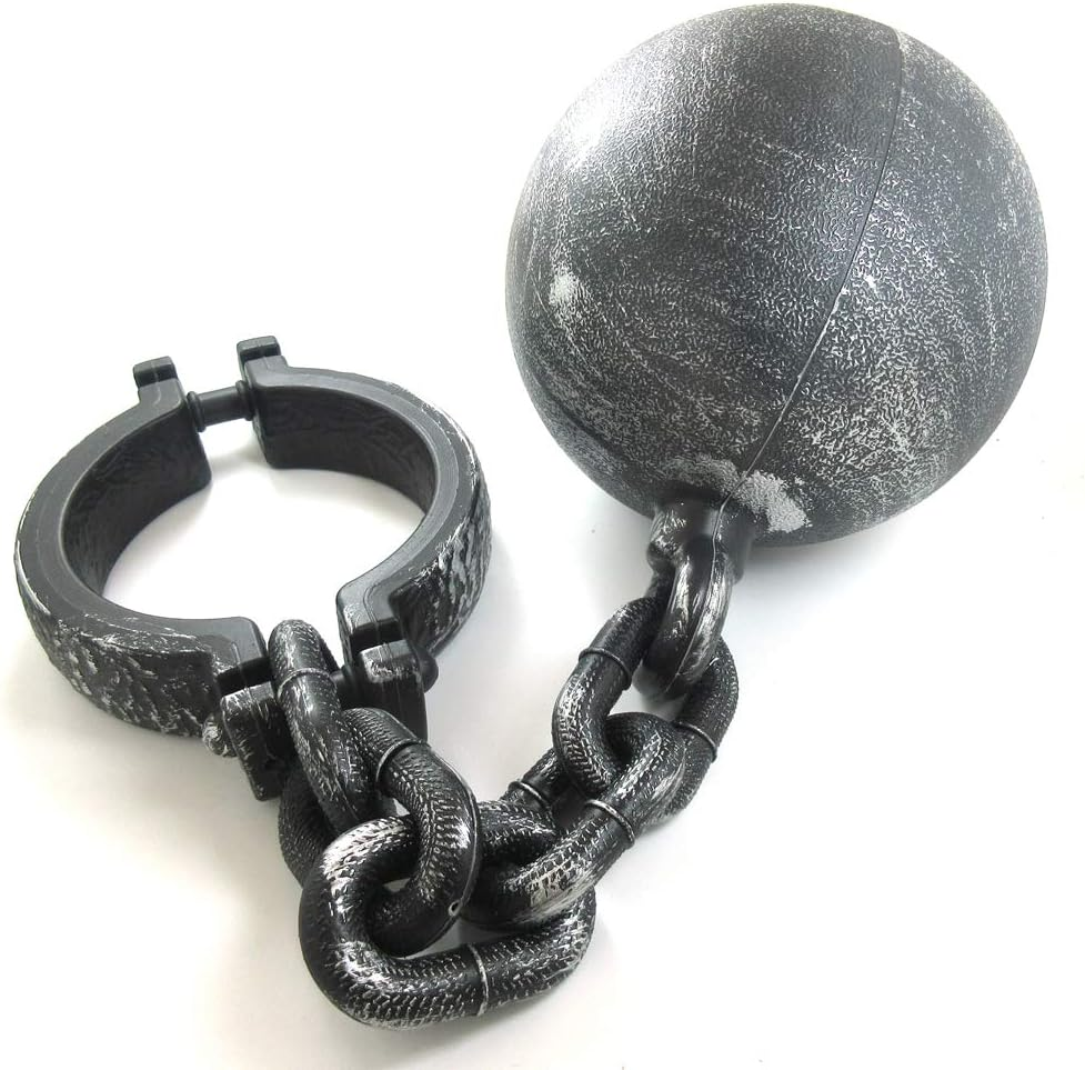 Lifelike Lightweight Plastic Shackles with 18 Cm Ball and Chain for Prisoner Costume Accessories Prop and Decoration image number 1