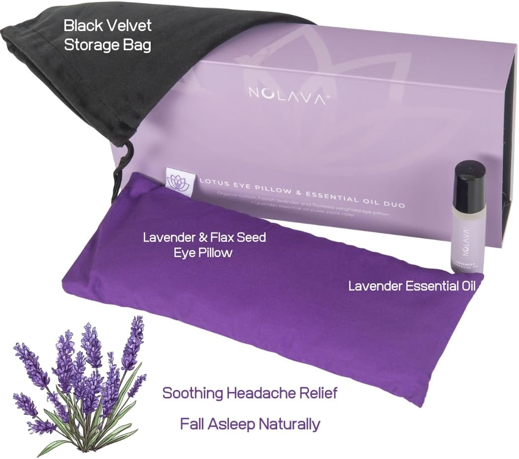 Lotus Lavender Weighted Eye Pillow &ndash; Aromatherapy Mask for Hot & Cold Therapy, Headache Relief & Yoga Relaxation &ndash; Amethyst - Red image number 5