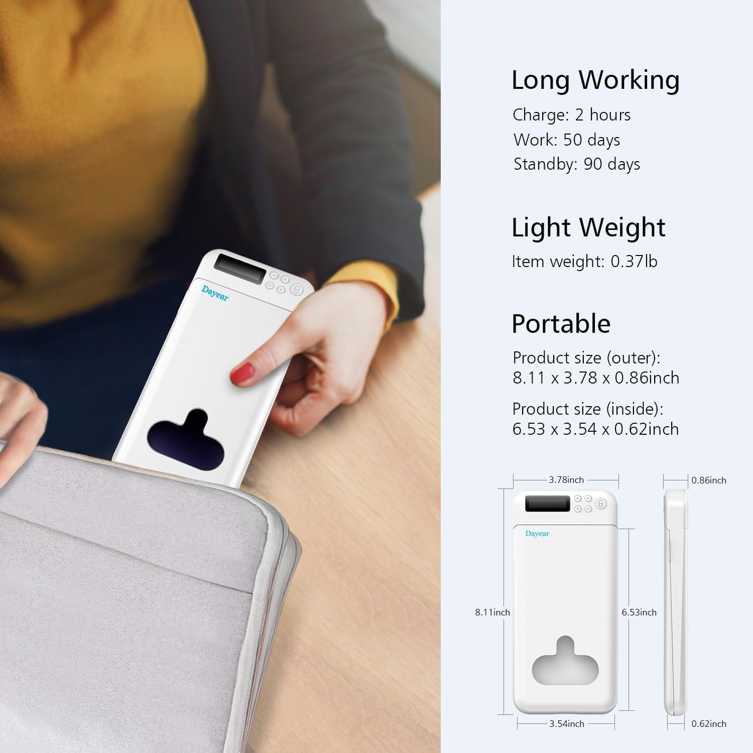 Phone Lock Box with Timer, Self-Control Timed Locker Jail, Mini Portable Timer Lock Box for Iphone/Android (Max 6.7 Inch), Help Kids/Adults Prevent Addiction (White) - Light Blue image number 6