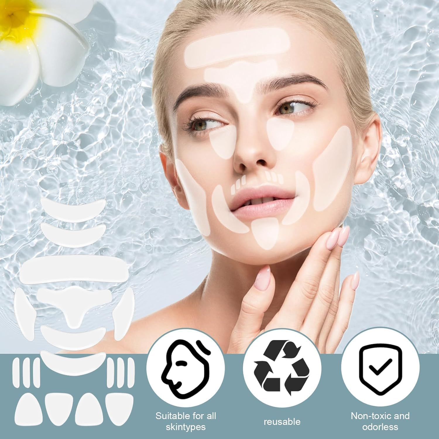 Face Wrinkle Patches - 192 Pcs Face Patches for Overnight to Reduce Forehead Wrinkles, Smile Lines, Fine Lines & Chin Wrinkles, anti Wrinkle Facial Patches for Women image number 1