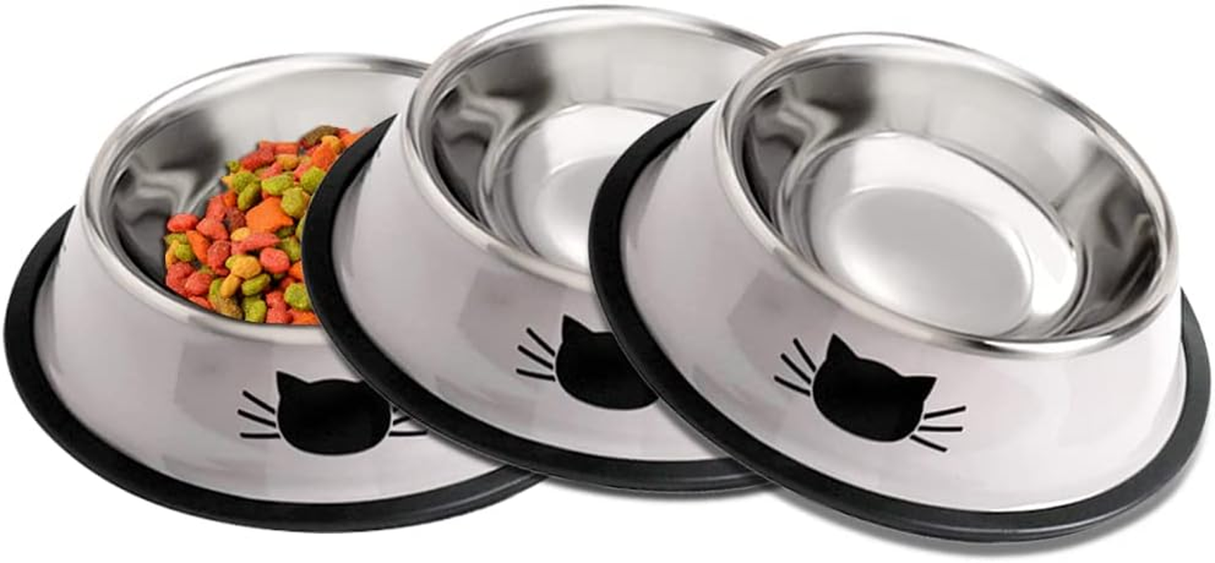 Cat Bowls, Set of 2 Cat Feeding Bowls, Cat Feeding Bowls, Double Cats, Water Feeding Bowl, Stainless Steel image number 6