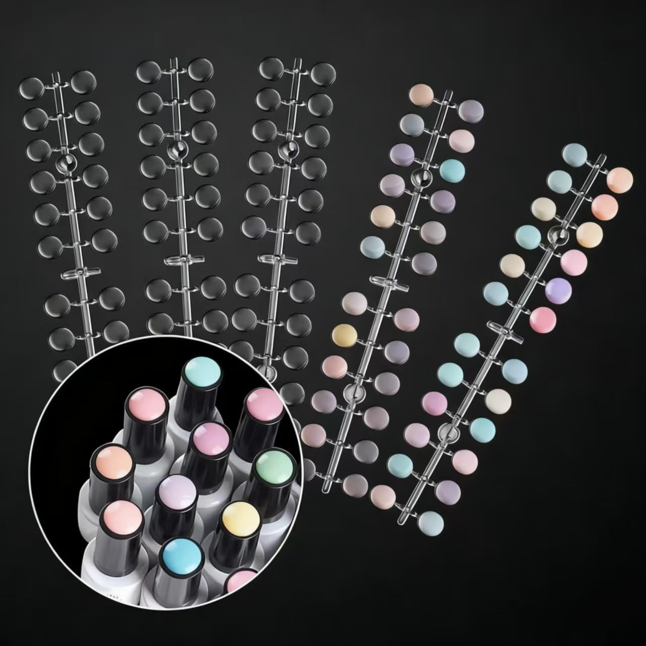 120 Pcs round Fake Nail Display Tips, Clear Acrylic Material with 120 Adhesive Stickers, Easy to Use, Practical for Nail Training and Color Display, Ideal for Nail Polish Swatches, SZTTY