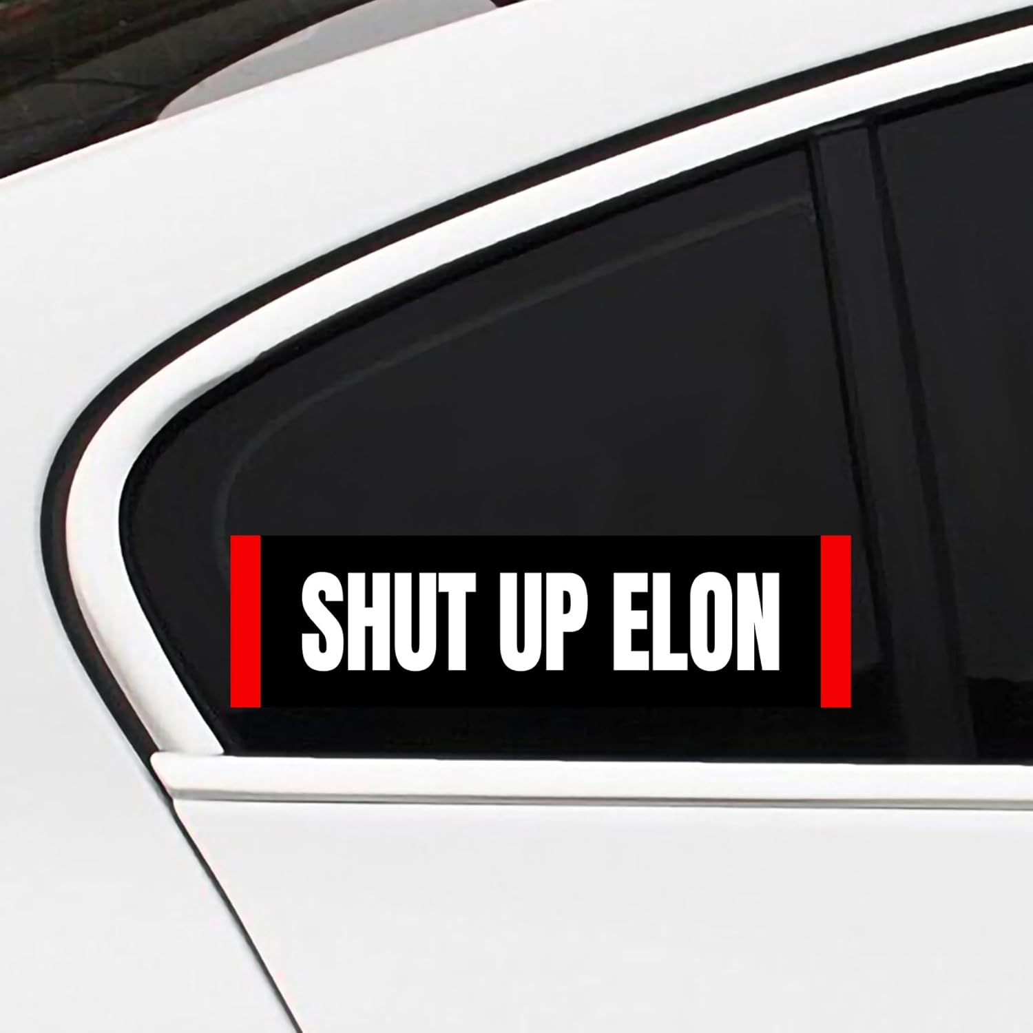 Anti Elon Club Bumper Decal Elon Was Crazy Sticker Funny Regret Shut up Elon Musk Sticker Cling for Car Bumper, Laptop, Wall, Window (Shut up Elon) image number 3