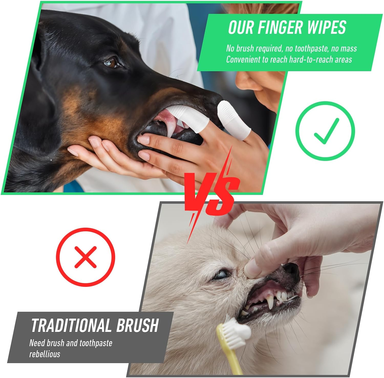 YUIANLB 20 Pcs Pet Dental Care Kit Finger Toothbrush Oral Cleaning Wipes Soft Washable Fabric Freshens Breath Reduces Plaque Tartar Complete Oral Hygiene Set for Puppies Kittens at Home