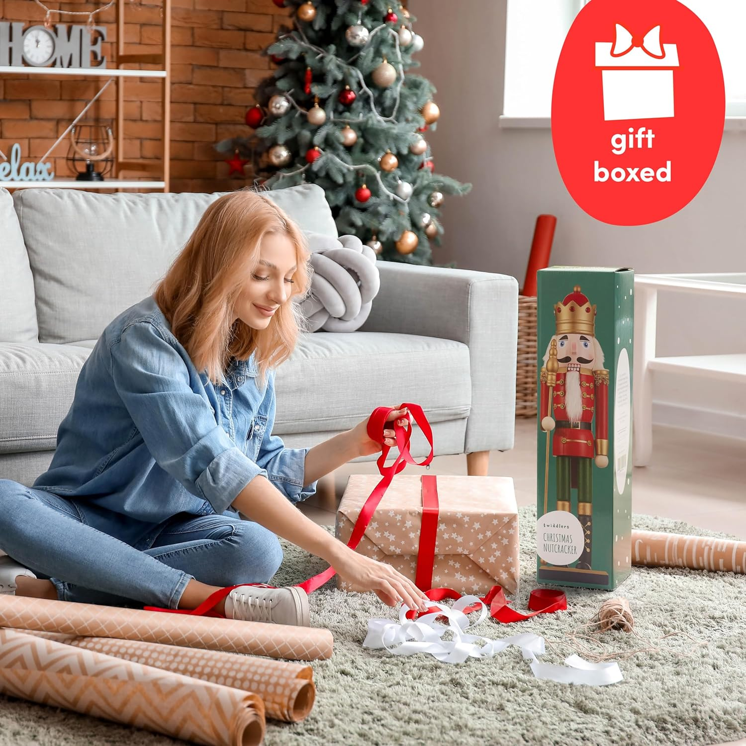 THE TWIDDLERS Large Christmas Wooden Nutcracker Soldier, 20"/50Cm| Premium Pine & Wood Material, Sturdy, Festive Colours| Classic Traditional Xmas Decoration Ornament. image number 1