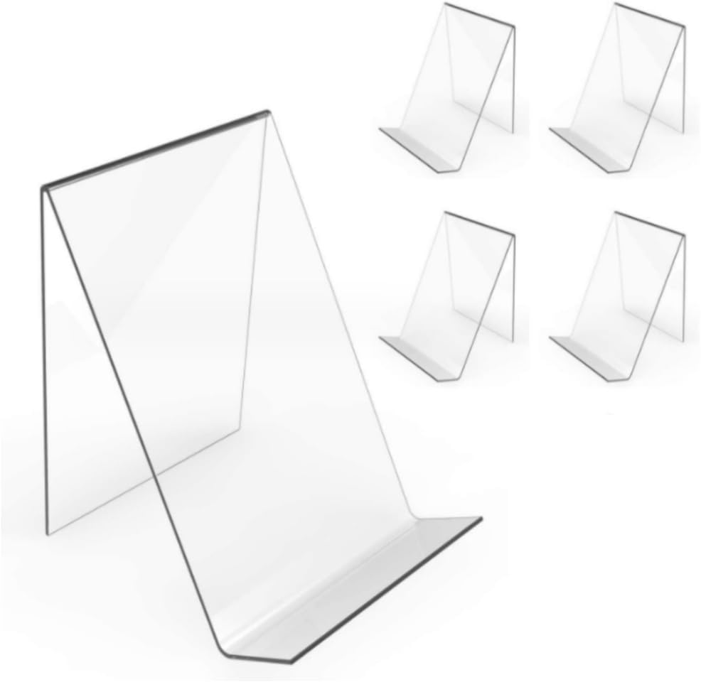 5Pcs Clear Acrylic Display Stand,Acrylic Book Stand,Multi-Functional Display Easel,For Displaying Artworks,Pictures,Books,Music Sheets, Notebooks, Artworks, Cds,Jewelry,Watch Display Stand,Etc. image number 1