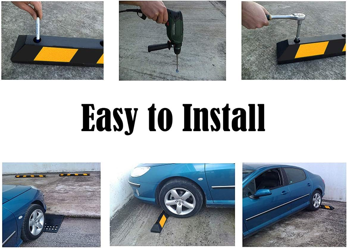 Costway 183Cm Rubber Parking Block RV Trailer Wheel Tire Stopper Garage Driveway image number 6