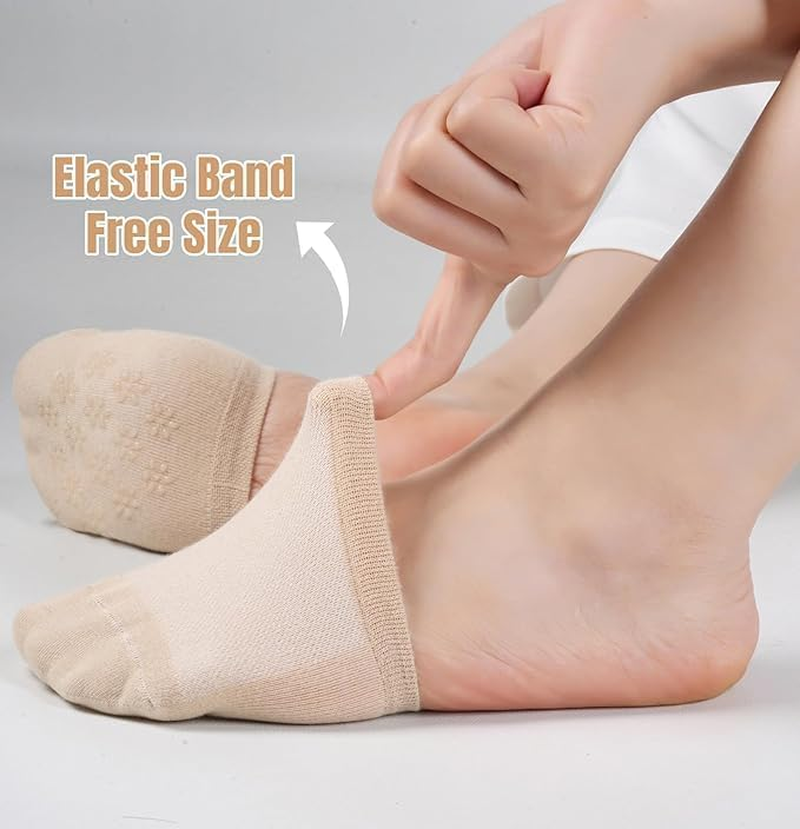 Half Socks for Women, Toe Socks Womens for Mules, Non Slip Silicone Toe Topper Covers No Show Invisible Non-Slip Liners for Clogs, Pump Shoes 4 Pairs image number 5