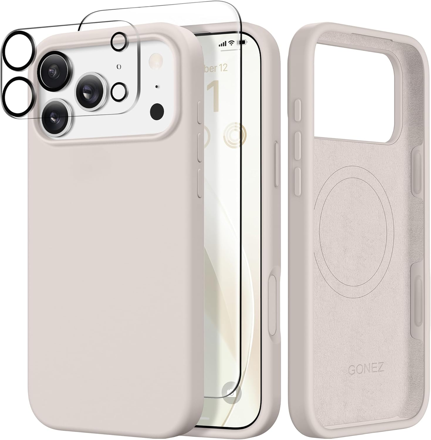 GONEZ Magnetic for Iphone 17 Pro Max Case, Compatible with Magsafe, [Screen Protector + Camera Lens Protector], Liquid Silicone Anti-Scratch Shockproof Protective Phone Case 6.9 Inch, Midnight Blue