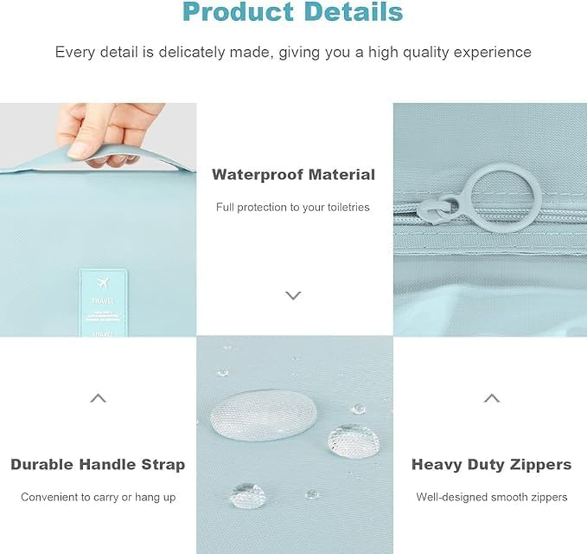 My Corgi Living Hanging Toiletry Bag with 2 Refillable Travel Size Perfume Bottle- Portable Travel Size Hanging Travel Makeup and Jewelry Organizer with Multiple Compartments for Men, Women (Grey) image number 5