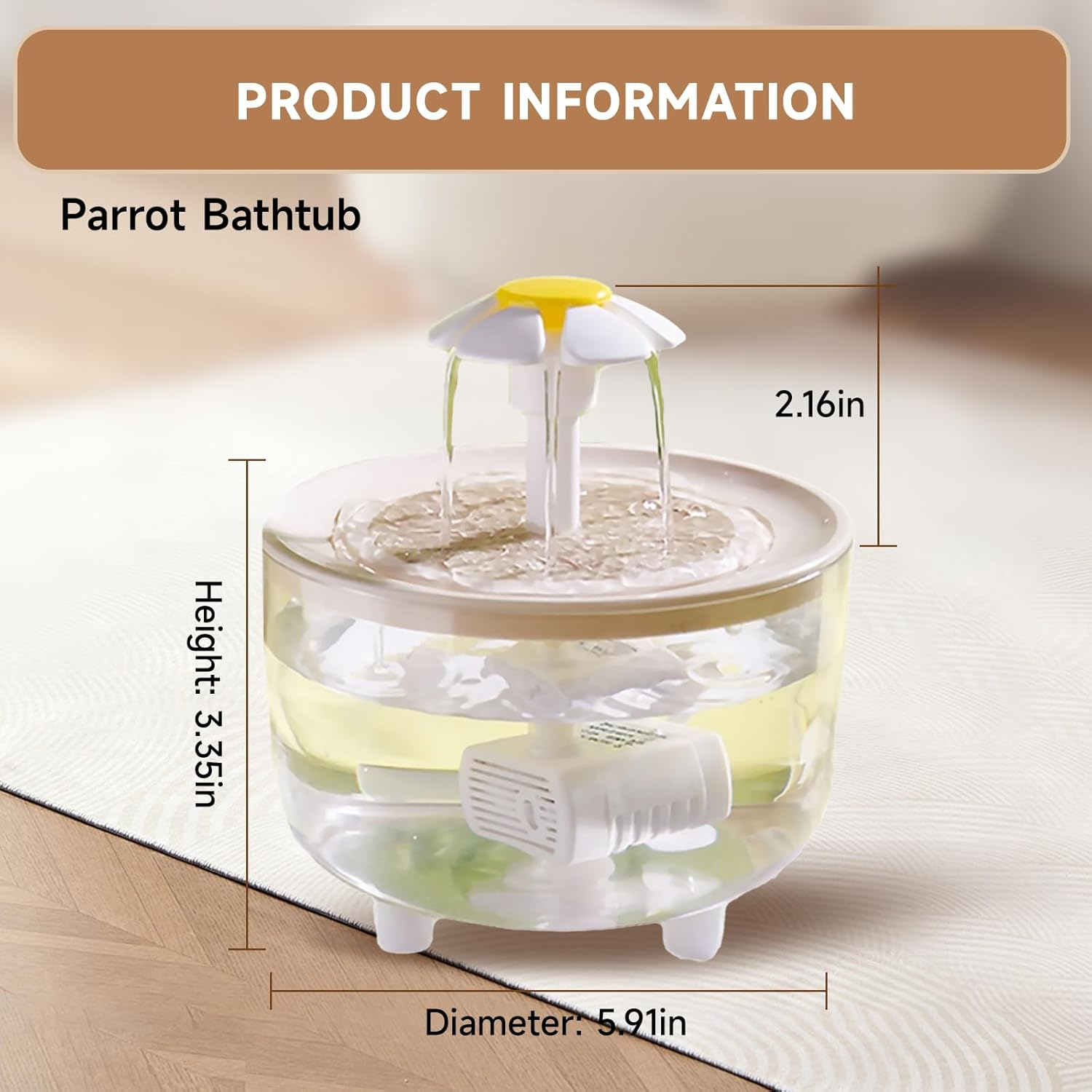 Bird Bathtub for Indoor Birds, Parrot Shower, Automatic Bathtub for Birds, Suitable for Parrots, Lovebirds, Pachyderms Small and Medium Sized Pet Birds image number 3
