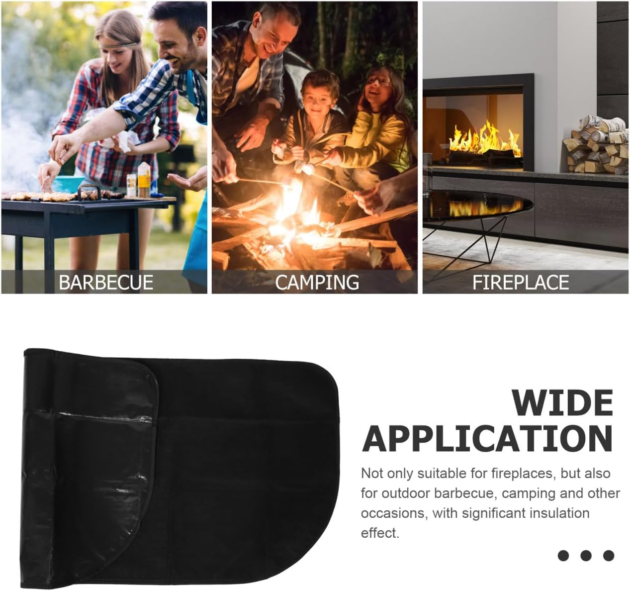 Ciieeo Fireproof Fireplace Mat Half Fire Resistant Floor Pad for Indoor Outdoor Use Flame Retardant Rug for Grilling Camping Hearth Protection image number 3