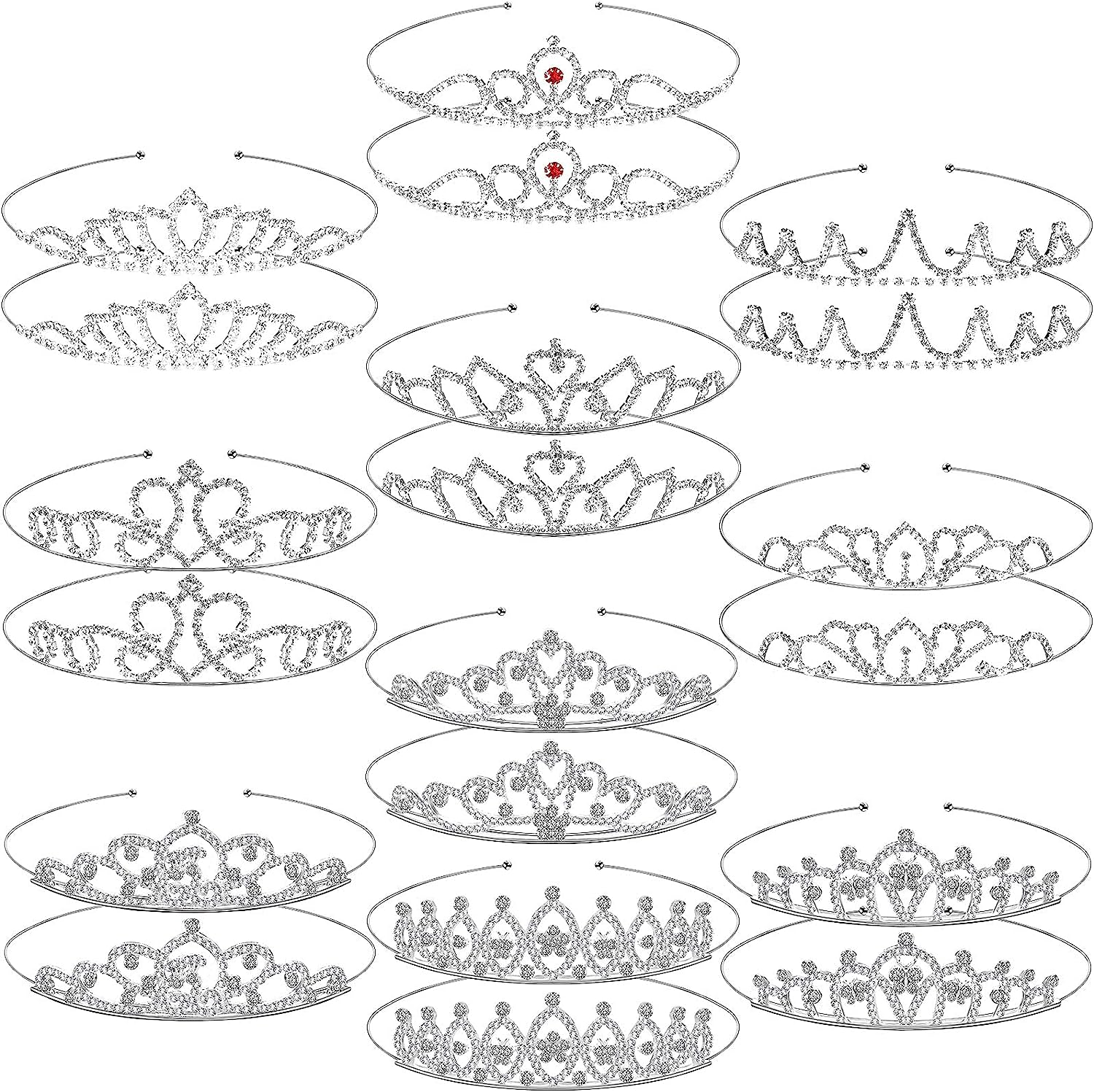 20 Pieces Girls Tiara Crown Silver Crystal Rhinestone Crown Headband Princess Party Tiara Girls Wedding Headpiece for Kids Birthday Prom Pageant image number 1