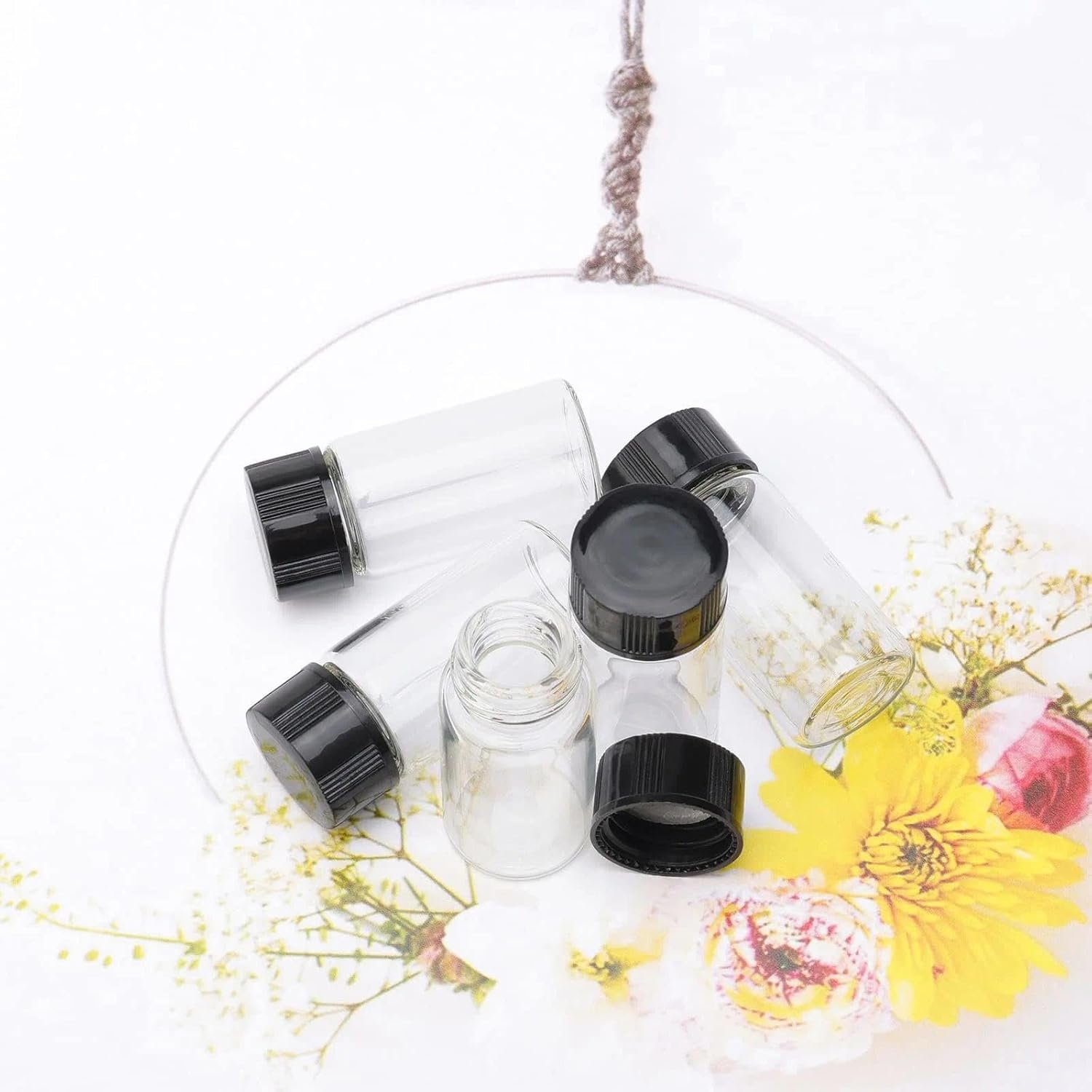 5Ml Borosilicate Glass Sample Bottles with Plastic Lids, Mini Travel Bottles for Essential Oils DIY Blending, Small Containers with Secure Closure 10-Pack - Abvian image number 4