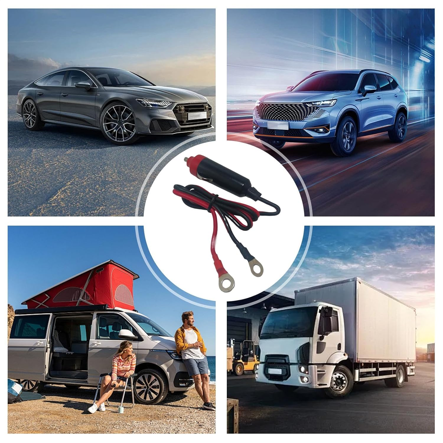 Male Plug 12V - 12V/24V Extension Cable Connector Socket,Stable Heavy Duty Bakelite Auto Replacement for Adults Beginners for Various Automotive Applications image number 3