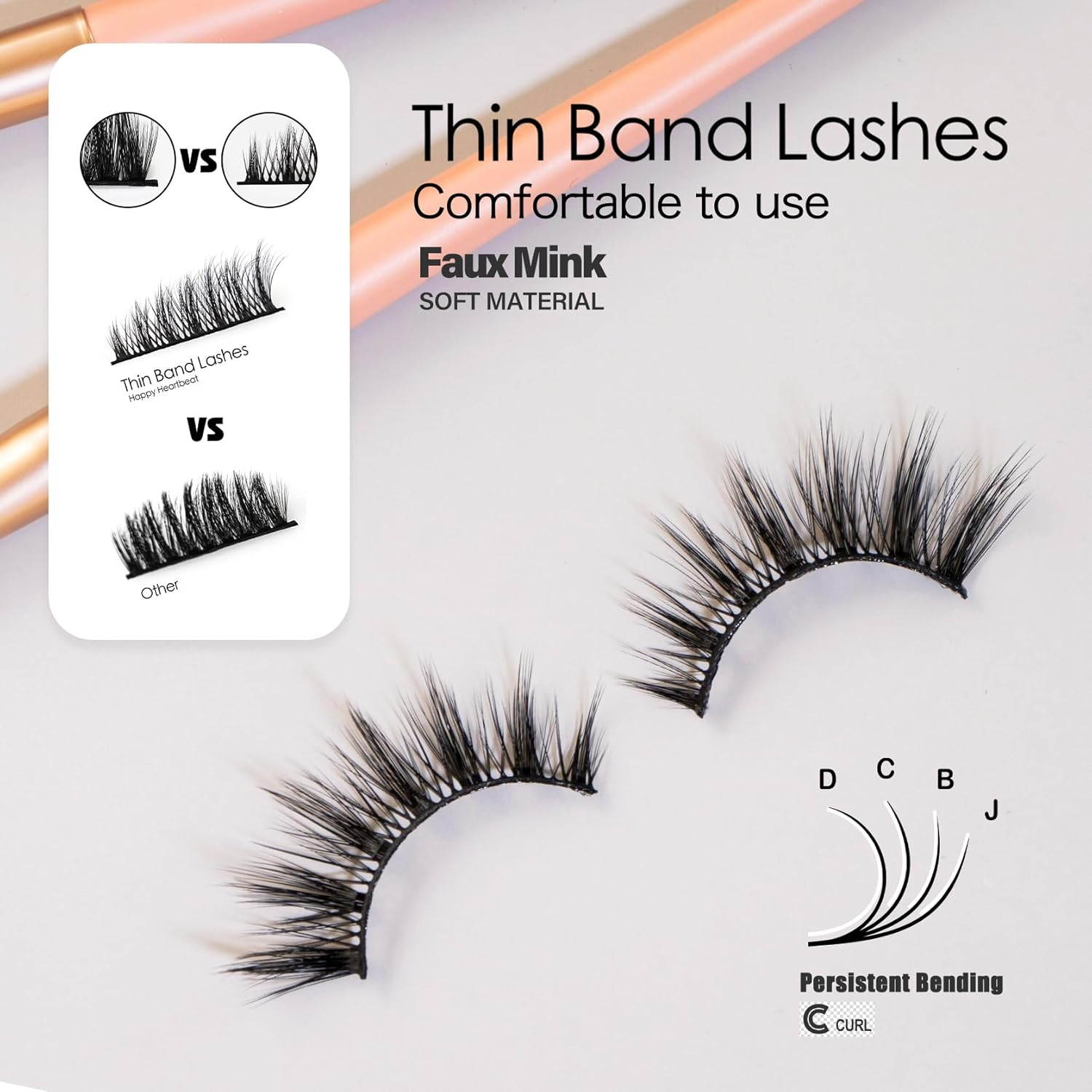 3D False Lashes Wispy Natural Cat Eye Soft Faux Mink Lashes Fluffy Short Reusable Fake Eyelashes 10 Pairs Happy Heartbeat(H2)
