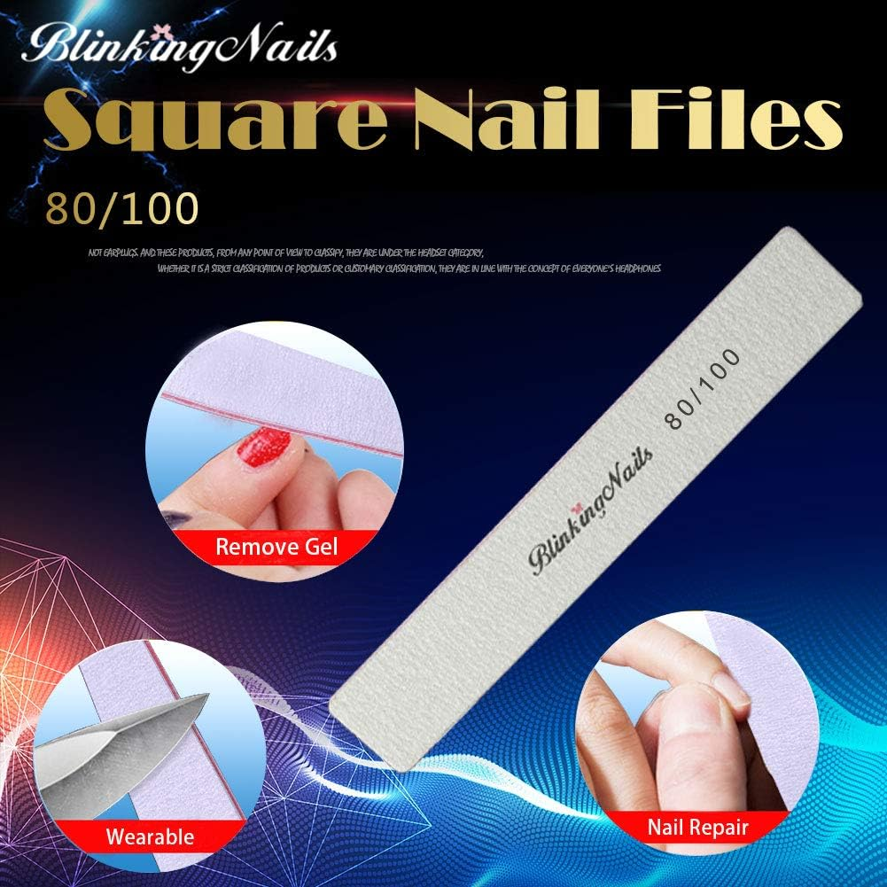 10Pcs Nail File 80/100/180 Grit Professional Nail Files and Buffers for Natural Nails,Double Sides Washable Block Disposable Nail Files for Nail Art DIY or Nail Manicure Salon 80/100 10Pcs image number 1