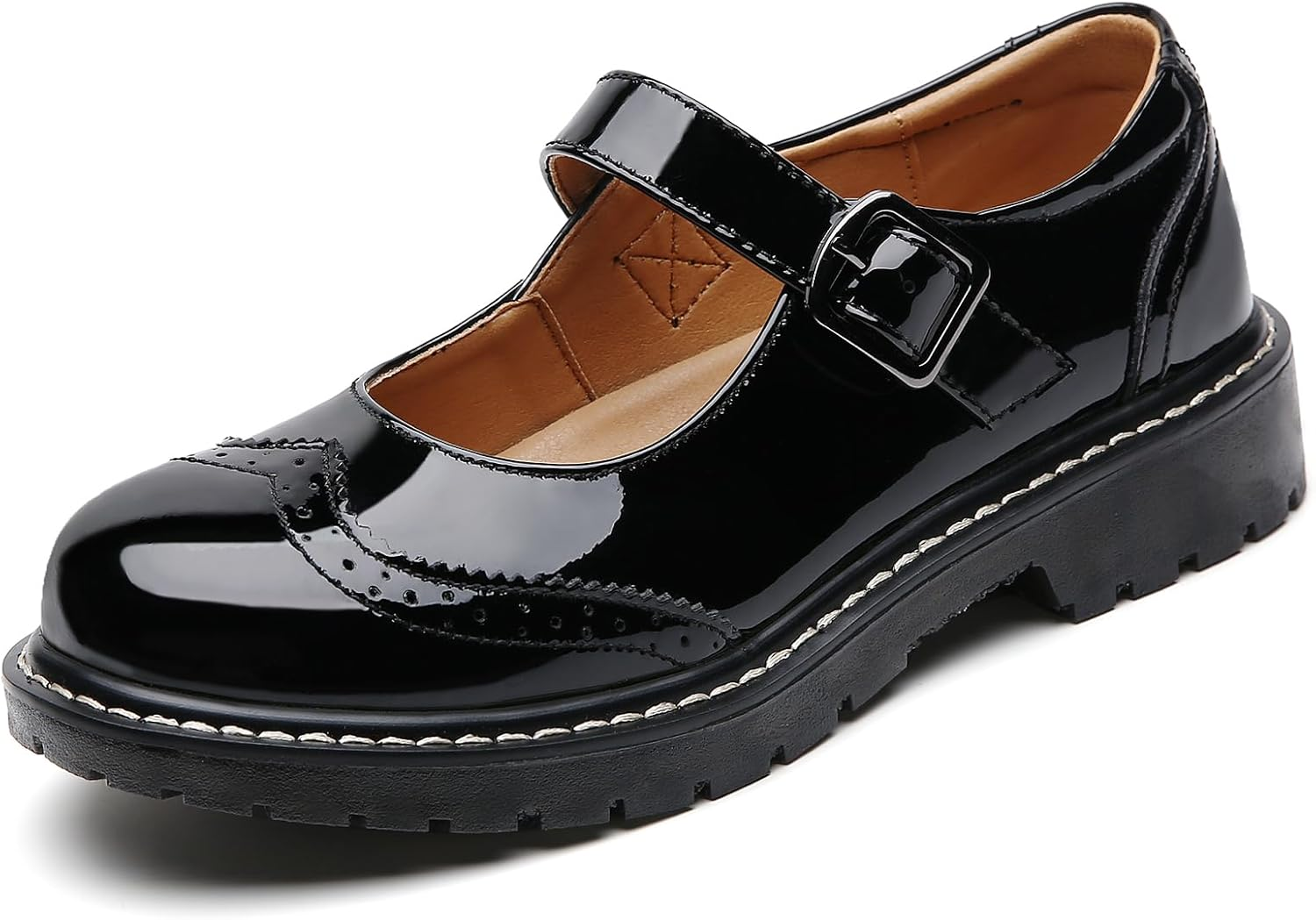 XMM Mary Jane Shoes Women Mary Janes Flats Ladies Oxford Shoes for Women Comfort Leather round Toe Non-Slip Dressy Casual Cute Girls School Work Shoes