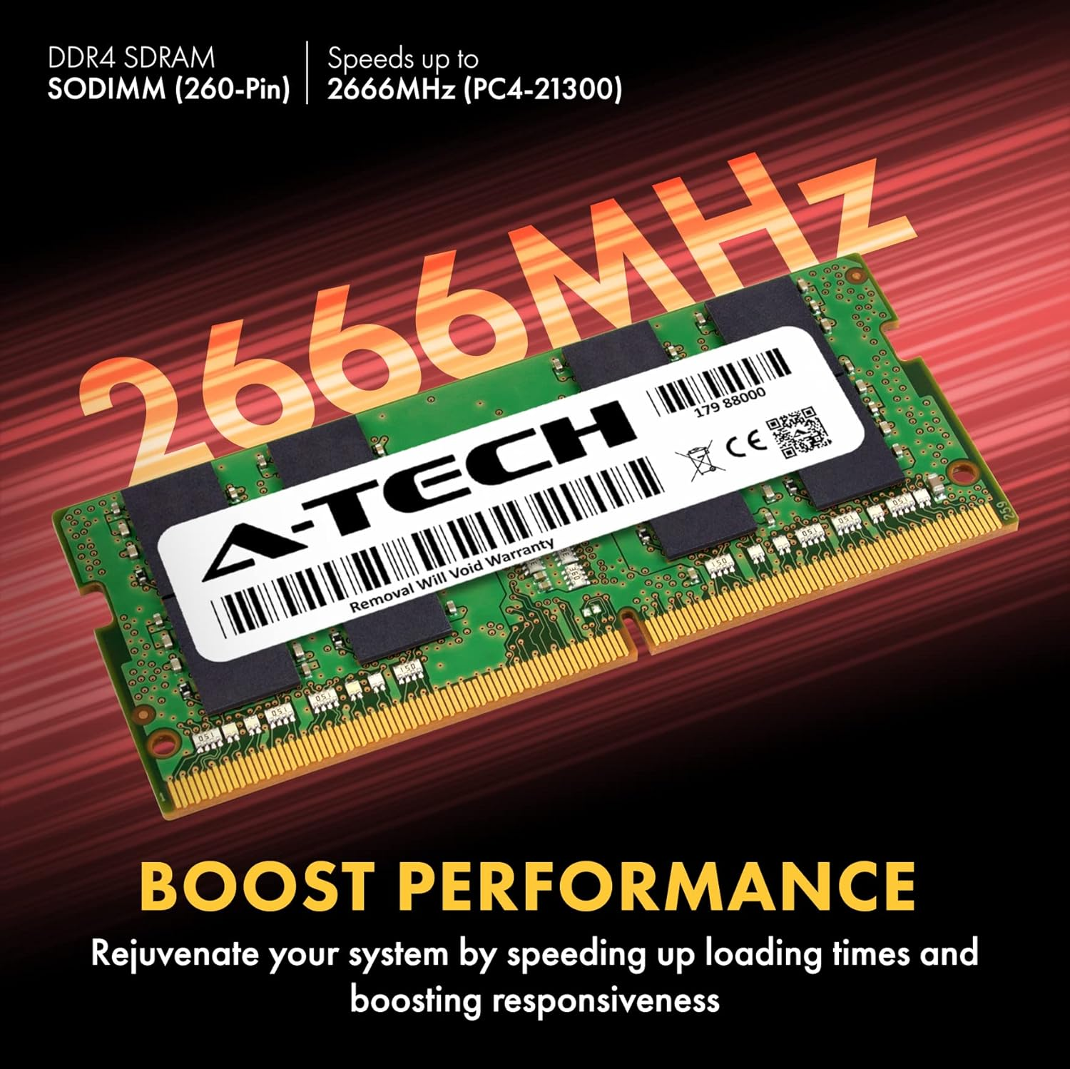 A-Tech 64GB (2X32Gb) DDR4 2666Mhz SODIMM PC4-21300 2Rx8 Dual Rank 260-Pin CL19 1.2V Non-Ecc Unbuffered Notebook Laptop RAM Memory Upgrade Kit