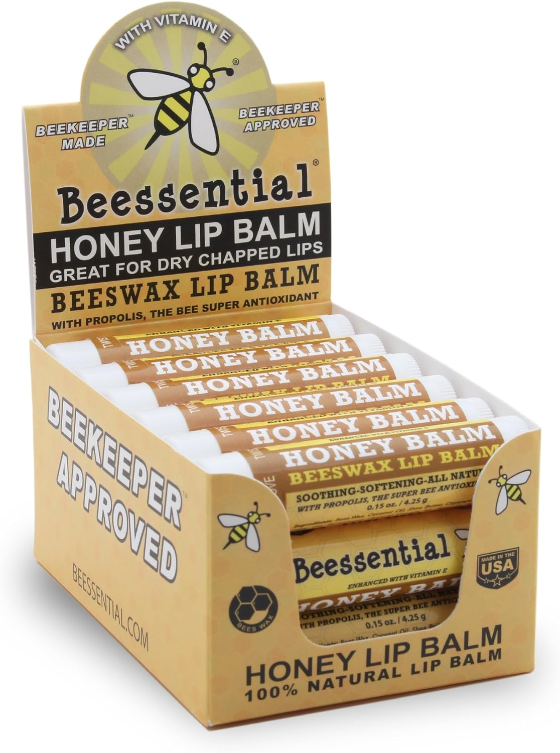 Beessential Lip Balm Bulk, All Natural Lemon Lavender 18 Count - Heals and Prevents Dry and Chapped Lips - Great for Men, Women, and Children - Moisturizing Beeswax, Coconut, Shea and Cupuacu Butter image number 6