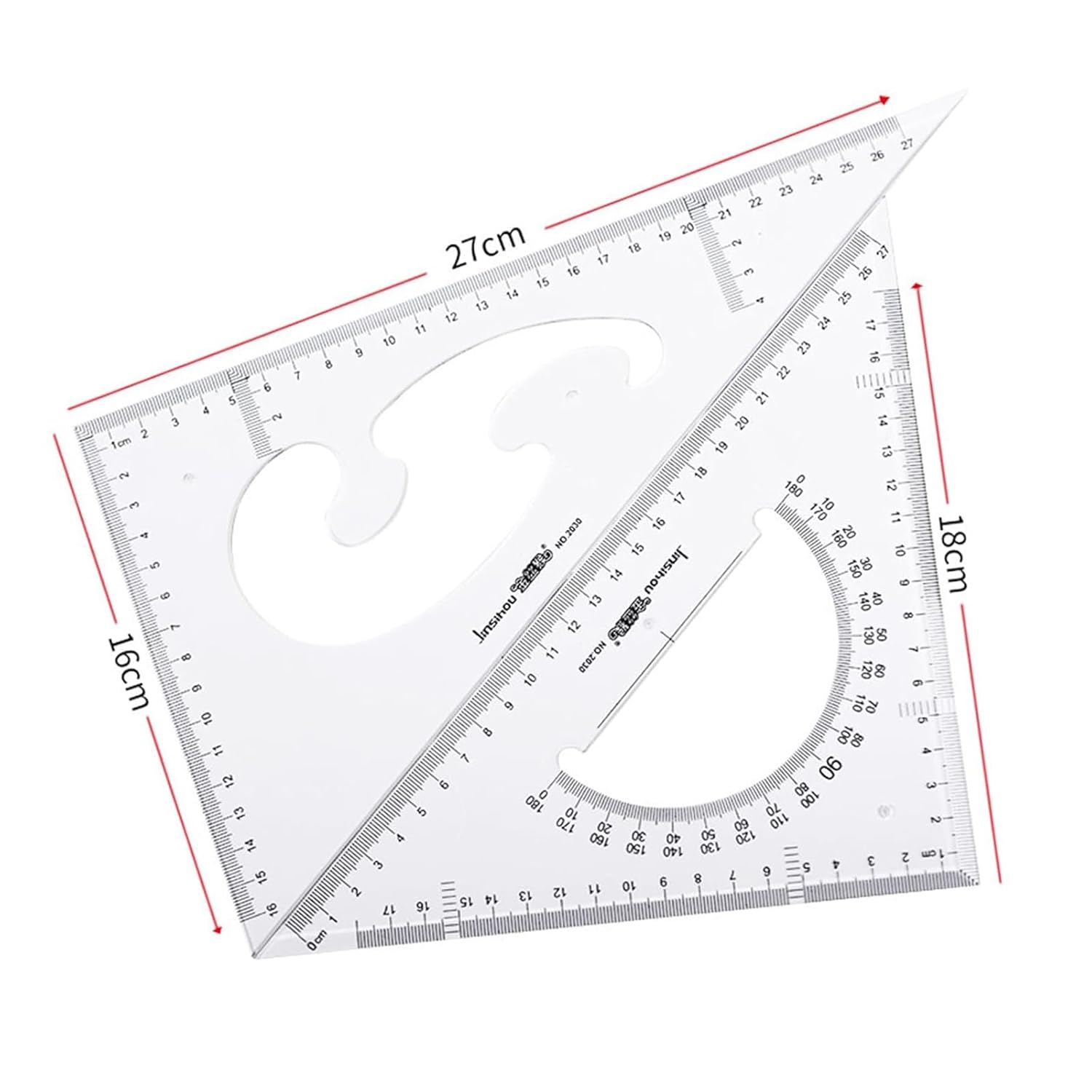 Triangular Ruler, 11.8 Inches (30 Cm), Drafting Set, Triangular Scale, Plastic, Drafting Supplies, Stationery, Office Use, for Exams, Ruler Set, Geometry, Drawing Tool image number 3