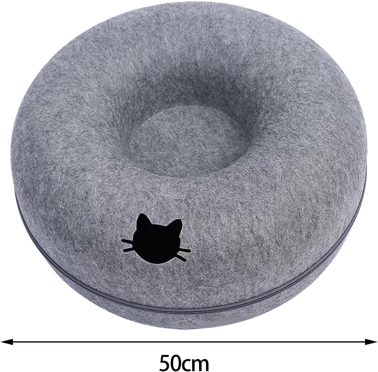 Dickly Cat Tunnel Bed Donut Cat Cave for Multiple Cats Washable Zipper Detachable Universal for All Seasons for Indoor Cats Cat Cave Donut Bed, Dark Blue 50Cm - Blue 60Cm image number 3