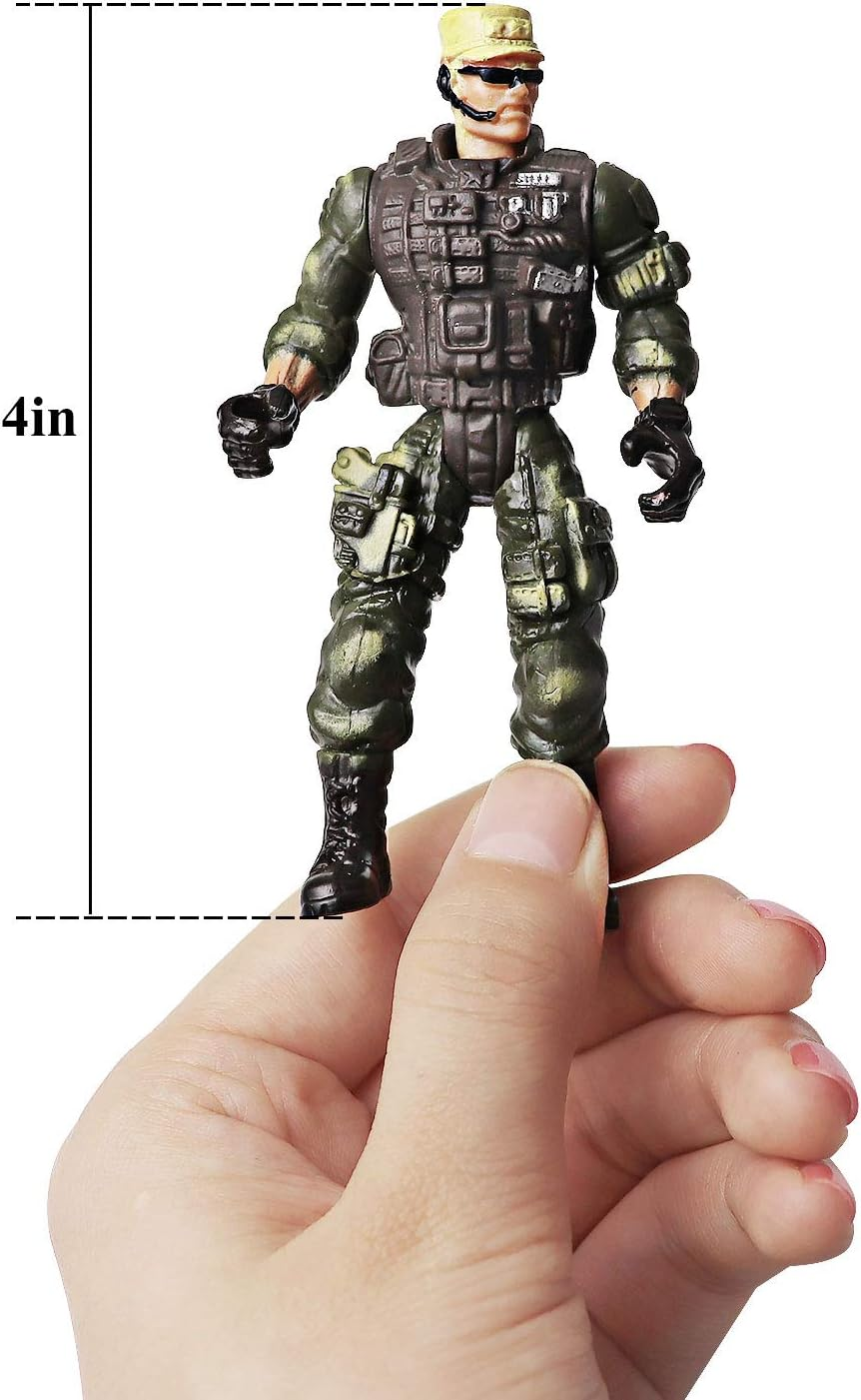 HAPTIME Soldier Figure Toy Army Men with Weapon / Military Action Figures Playset Special Force, Set of 6 (Each 3.75 Inch Tall) (SWAT) image number 1