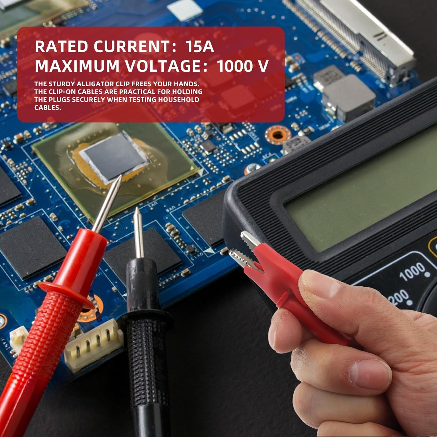 DIANN 2Pcs 4Mm Banana Plug to Alligator Clip Test Lead Cable Line Wire for Multi-Meter, Electrical Test Jumper Wire 100Cm/3.3Ft image number 2