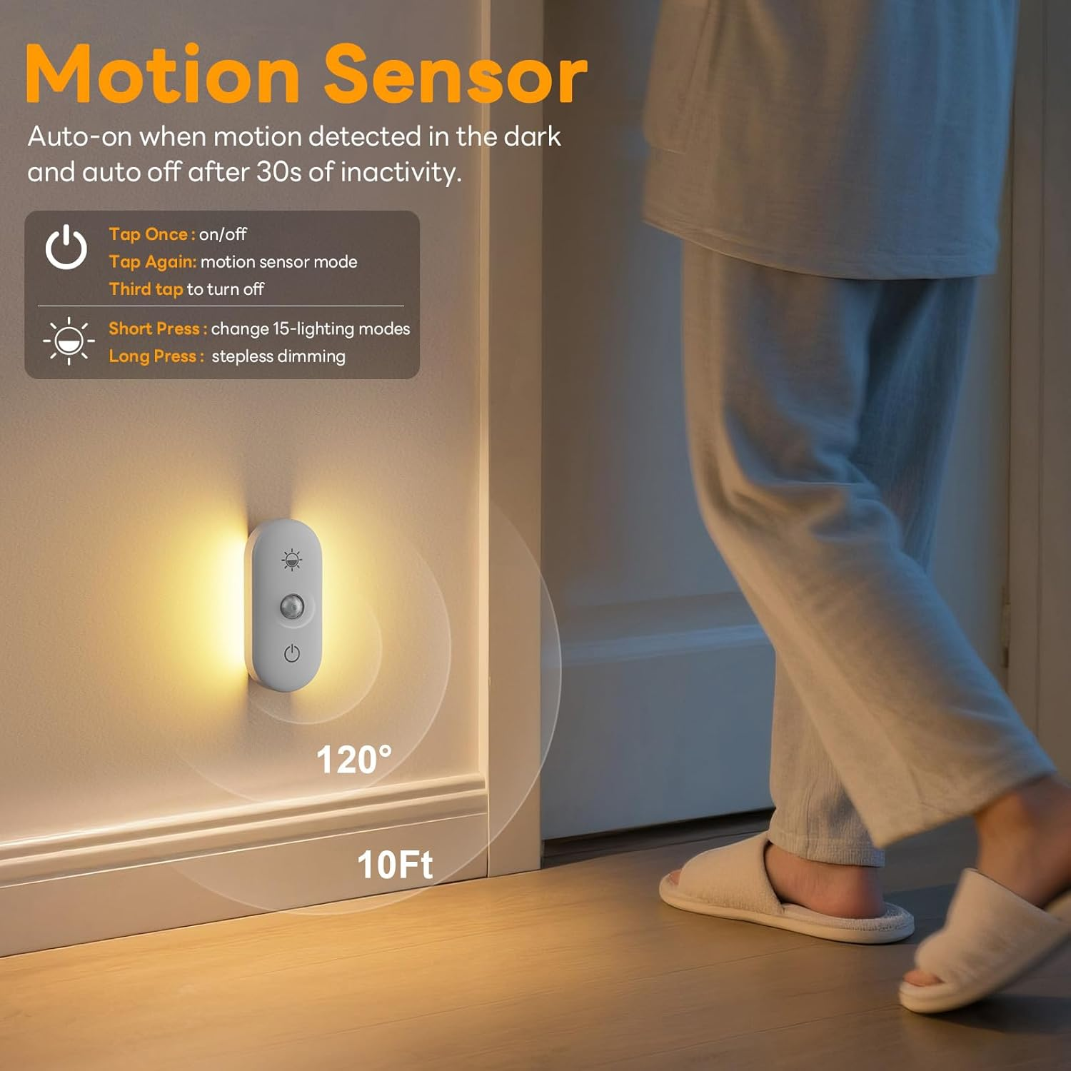 Hiromeco Rechargeable Night Light for Stair: Motion Sensor with 1800Mah Battery for 90-Nights Navigation - 3000K+RGB for Hallway Stair Safety 6-Pack