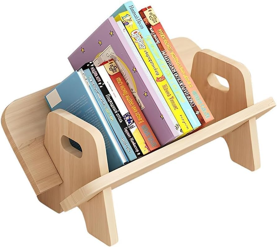 Solid Wood Minimalist Desk Bookshelf, Small Wood Tilting Bookshelf, Desk Organizer Bookstand, Smooth Display Bookshelves, Wear-Resistant Small Bookstand Storage Rack for Bedroom Offices image number 3