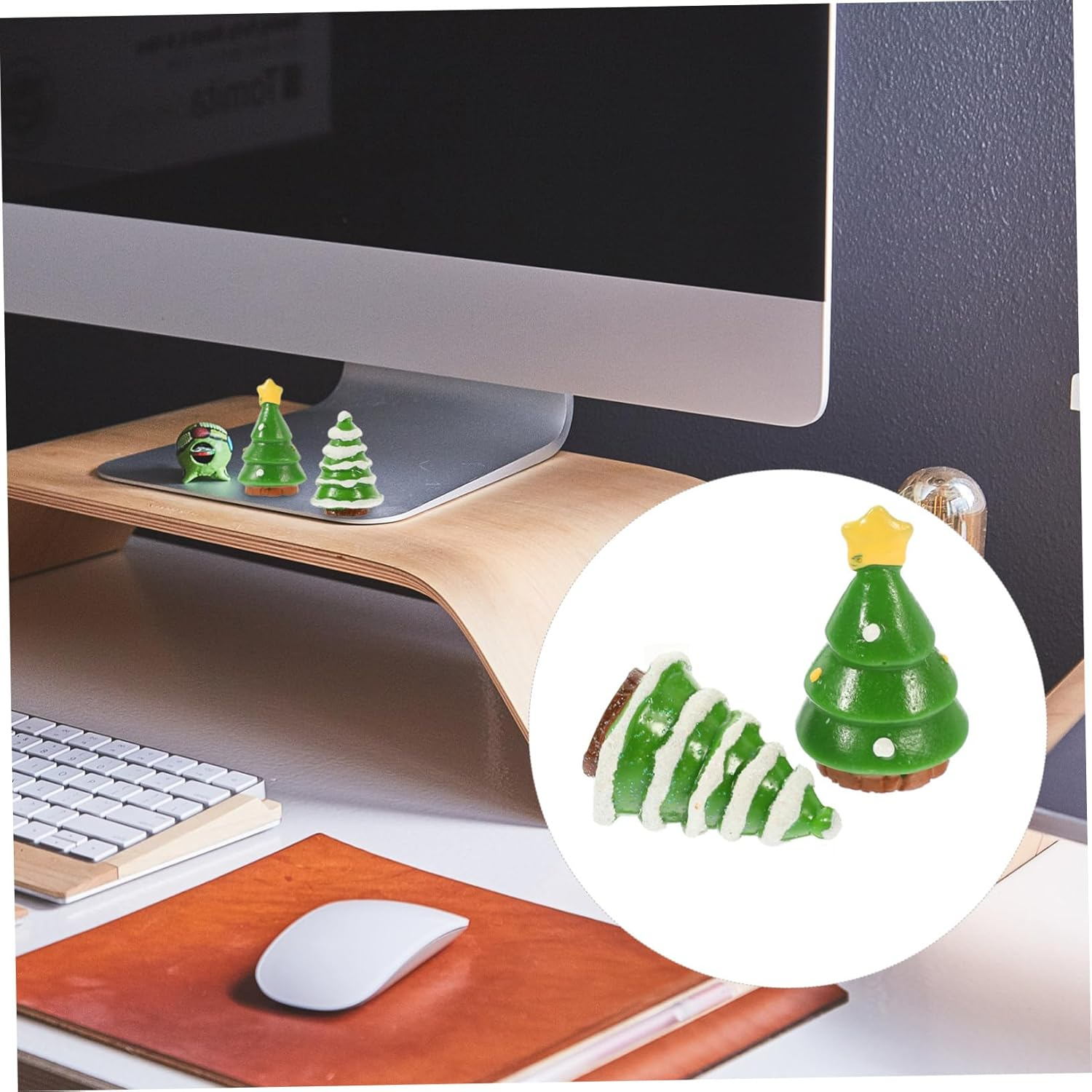 Garneck 12Pcs Mini Christmas Tree Decoration Artificial Holiday Trees for Festive Scene Decor Includes Snowman and Santa Figurines for Home Office and Car image number 2