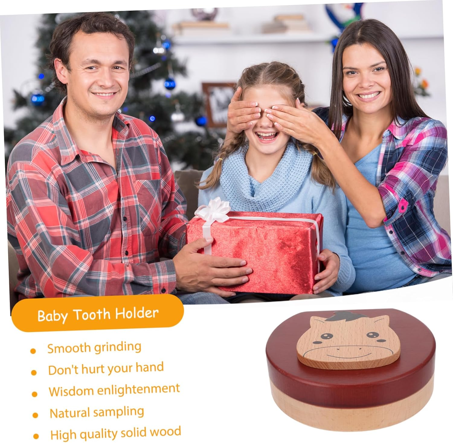 Tooth Keepsake Box Wooden Tooth Fairy Organizer with Tweezers Fetal Hair Bottle Profile for Boys Girls for Showers and Birthdays image number 6