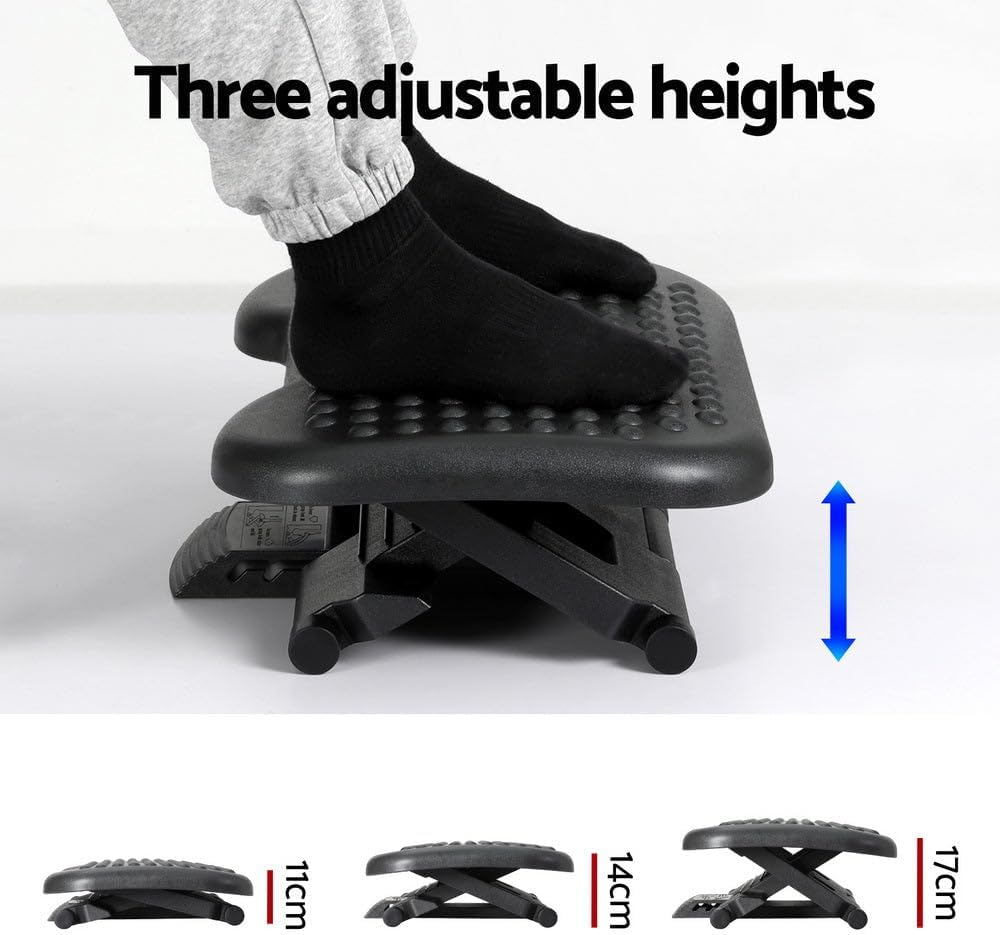 Artiss Foot Rest Stool Office under Desk Angle Adjustable Footrest Massage Black image number 1