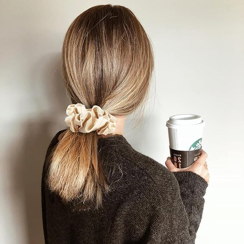 12Pca Satin Silk Scrunchies, Hair Sleeping Tie, Big Loop Ponytail Clip, Stretch Headband for Girls with Thick and Thin Curls image number 2