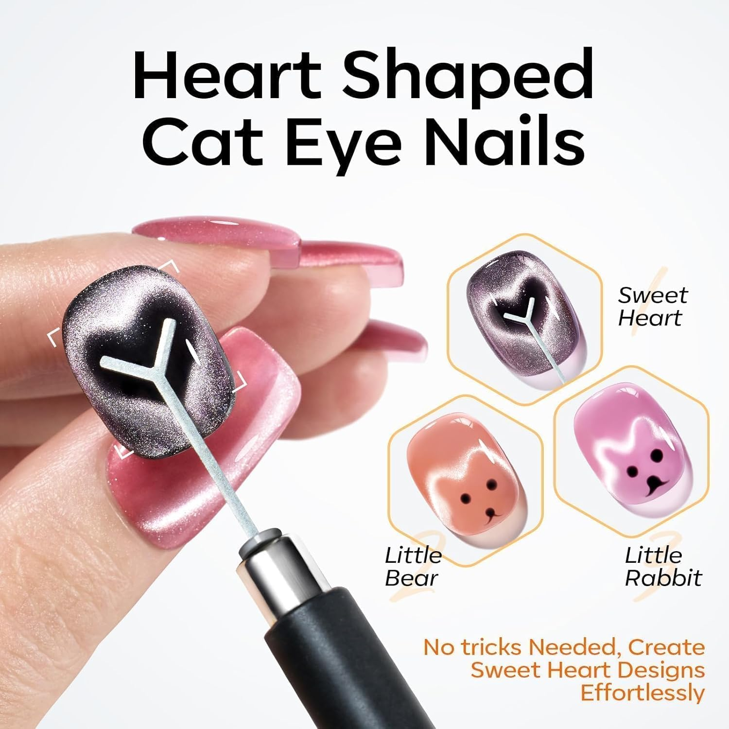 Modelones Cat Eye Magnetic for Nails,15Pcs Cat Eye Gel Nail Polish Magnet Tools Powerful Set Wand Magnet Nail Polish Square round Magnet Stick Diverse Glassy Cateye Effect image number 2