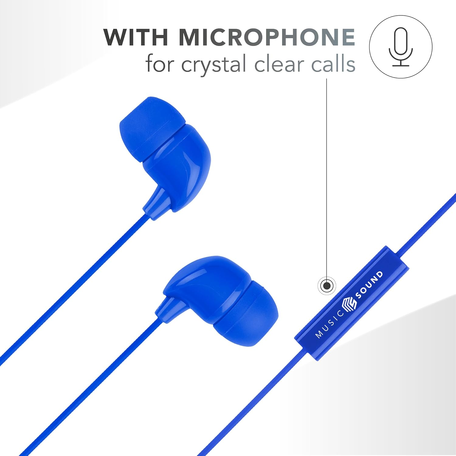 Music Sound | Fullcolor Intra-Auriculaires Wired Headphones | In-Ear Stereo Headphones with Wired and Built-In Microphone - 3.5Mm Jack - 1.2M Anti-Tangle Cable - Blue image number 1