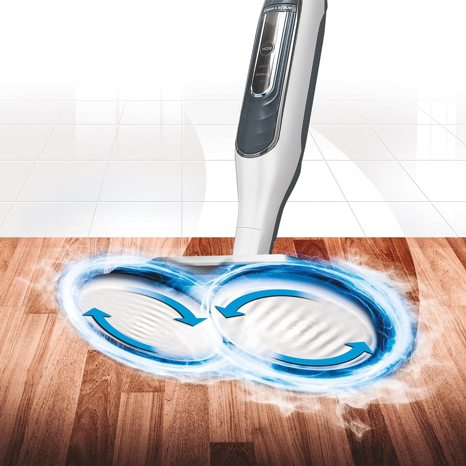 Shark Steam & Scrub Automatic Steam Mop, Hard Floor Cleaner & Steamer, Powerful Stain Remover, 2 Rotating Power Pads & 3 Steam Settings, S7001ANZ, White image number 2