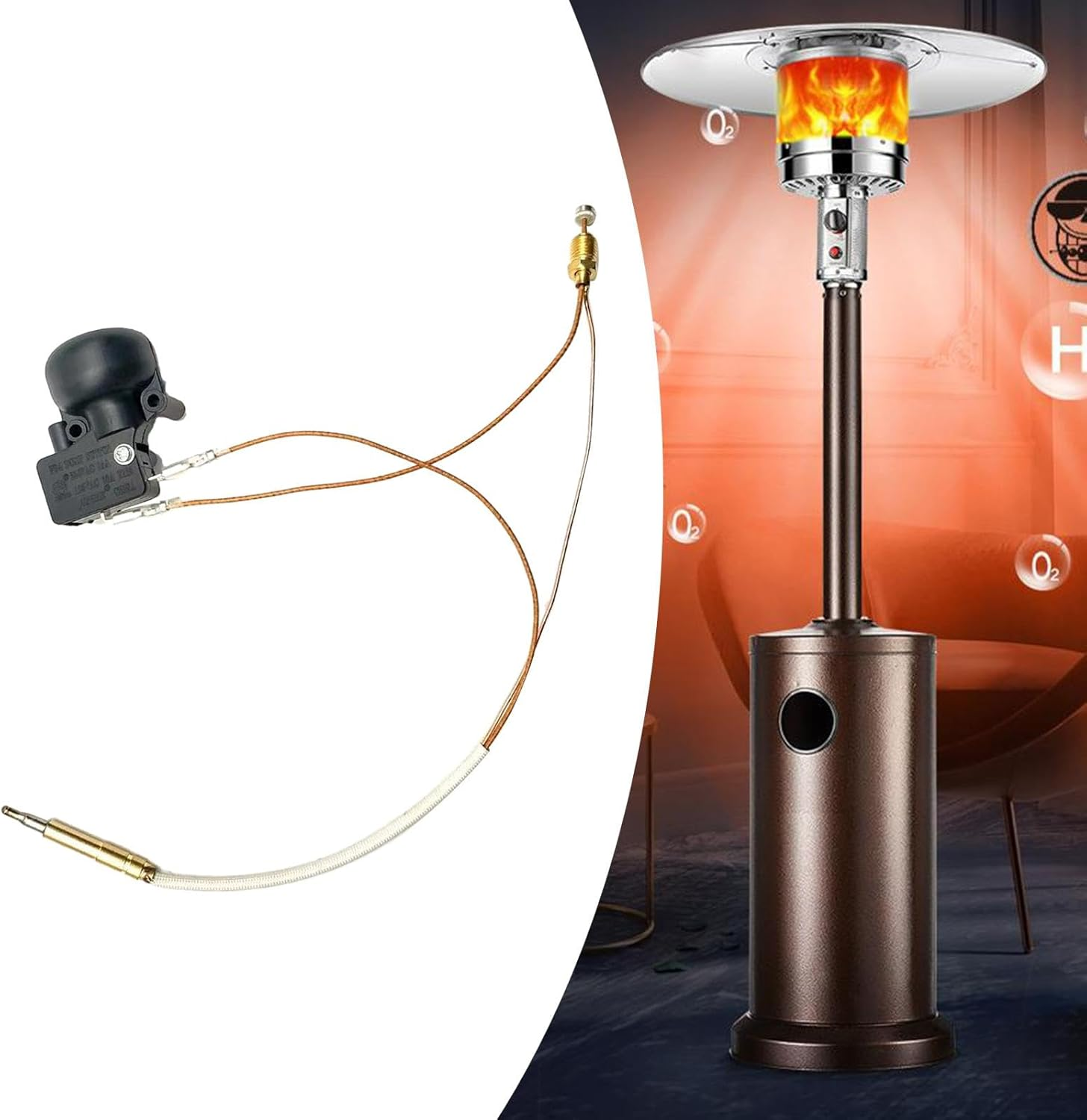 Thermocouple Tilt Switch with M8 End Connection Nut Gas Patio Heater Parts For image number 5